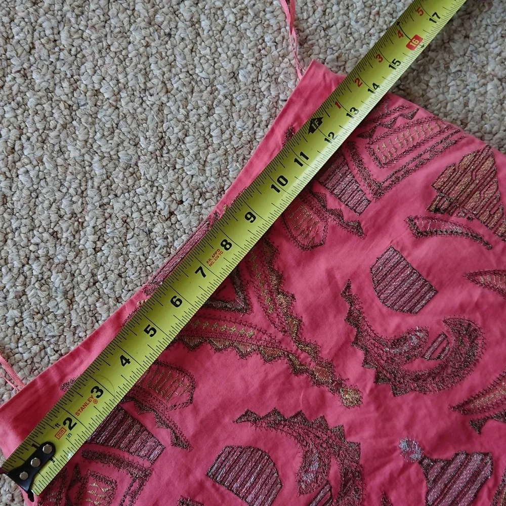 Francesca's 'blue Rain' pink with silver and gold Embroidered mini Skirt Size S - Picture 9 of 11